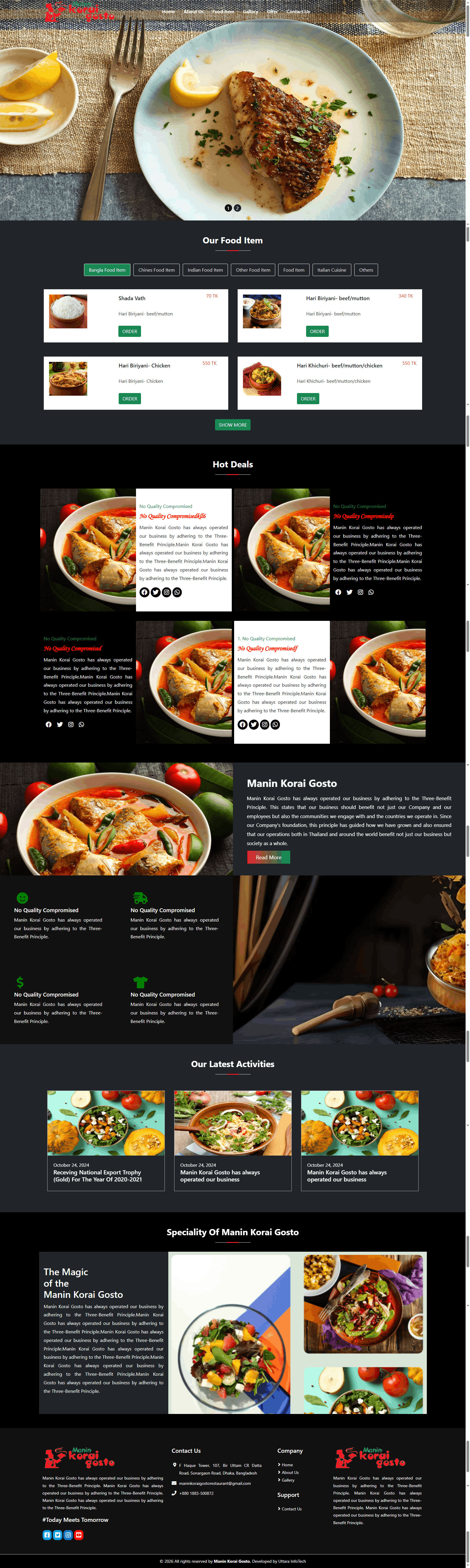 Manin Korai Gosto - Restaurant Website